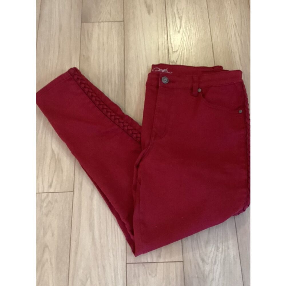 EUC DG2 Dark Wine Braided Side Straight Leg 5 Pocket Jeans Size 16PW
